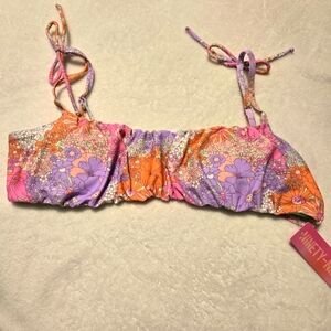 Ninety-Nine Juniors New Magical Bloom Multicolored Shirred Bralette Swim Top XL